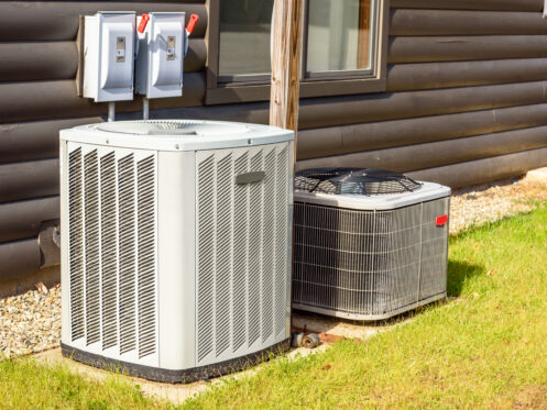Air conditioning and heat pump outside an Anaheim home